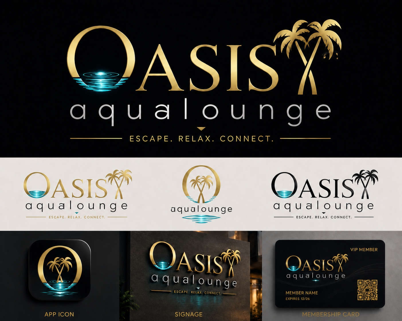 OASIS aqualounge logo suite with standardized aqua water